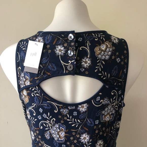 J. Jill Dresses J Jill Everyday Blue Floral Long Back Cut Out Tank